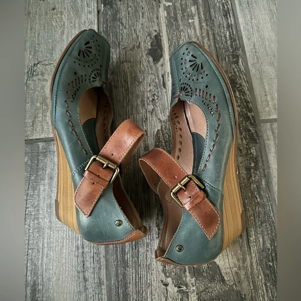 Picolinos Women's Leather Mary Jane  Leather Casual Shoes Blue and Brown Size 40 - Picture 9 of 12